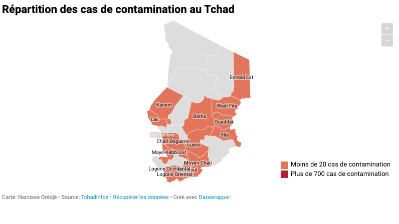 Coronavirus : carte de contamination au Tchad