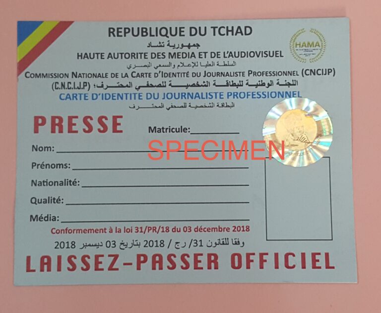 Tchad : ce qu’il faut pour avoir sa carte de journaliste professionnel